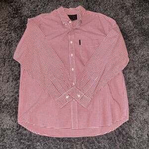 Abercrombie & Fitch Red Gingham Button Down Long Sleeve Shirt Size L